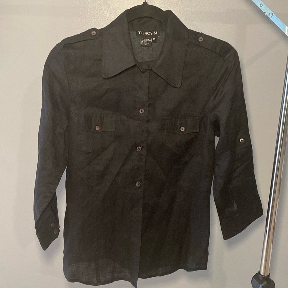 Tracy M Black Women's Linen Shirt